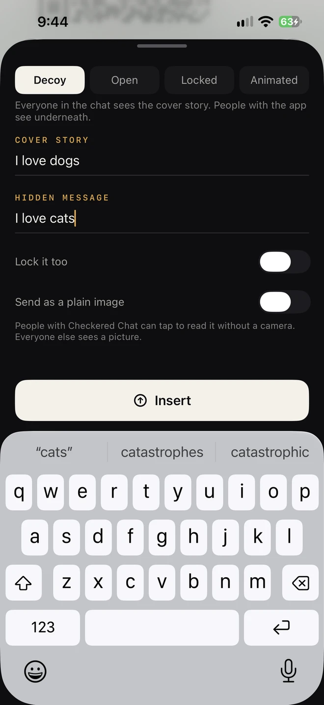 Writing a decoy in the Messages drawer