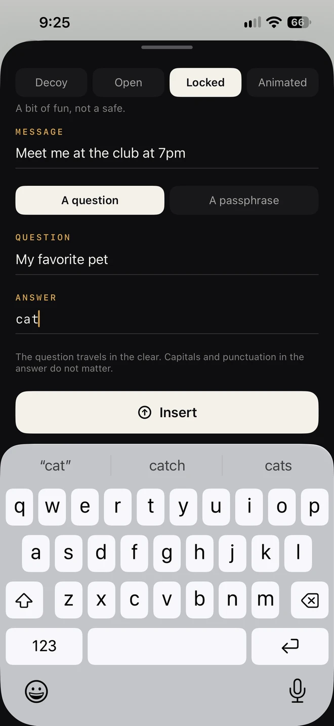 Writing a locked code in Messages