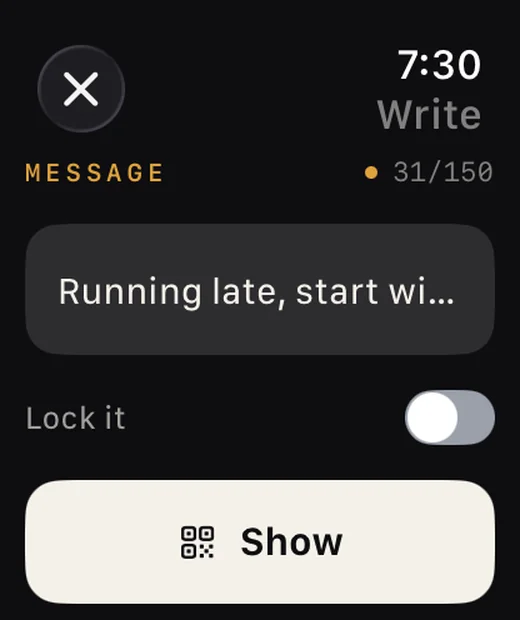 Writing a code on the Watch